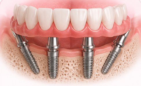 All-on-4 full-arch dental implants for a complete smile restoration in Hialeah.